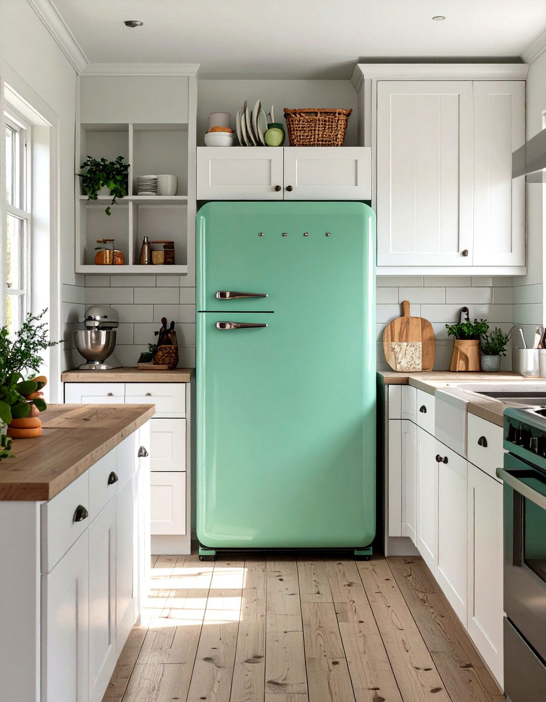 Vintage Style Appliances in a Small Country Kitchen - 30 small country kitchen ideas