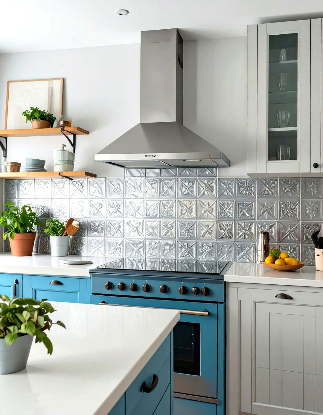 Vintage Tin Tile Kitchen Wall - 30 kitchen accent wall ideas