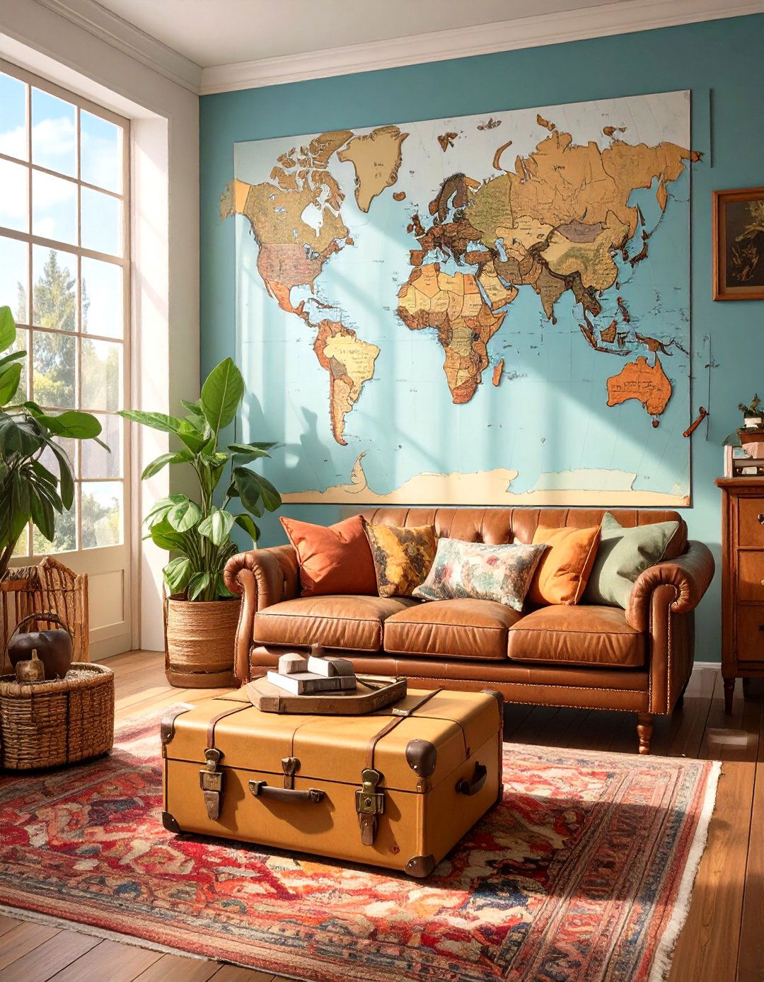 Vintage Travel Themed Living Room - 30 vintage living room ideas