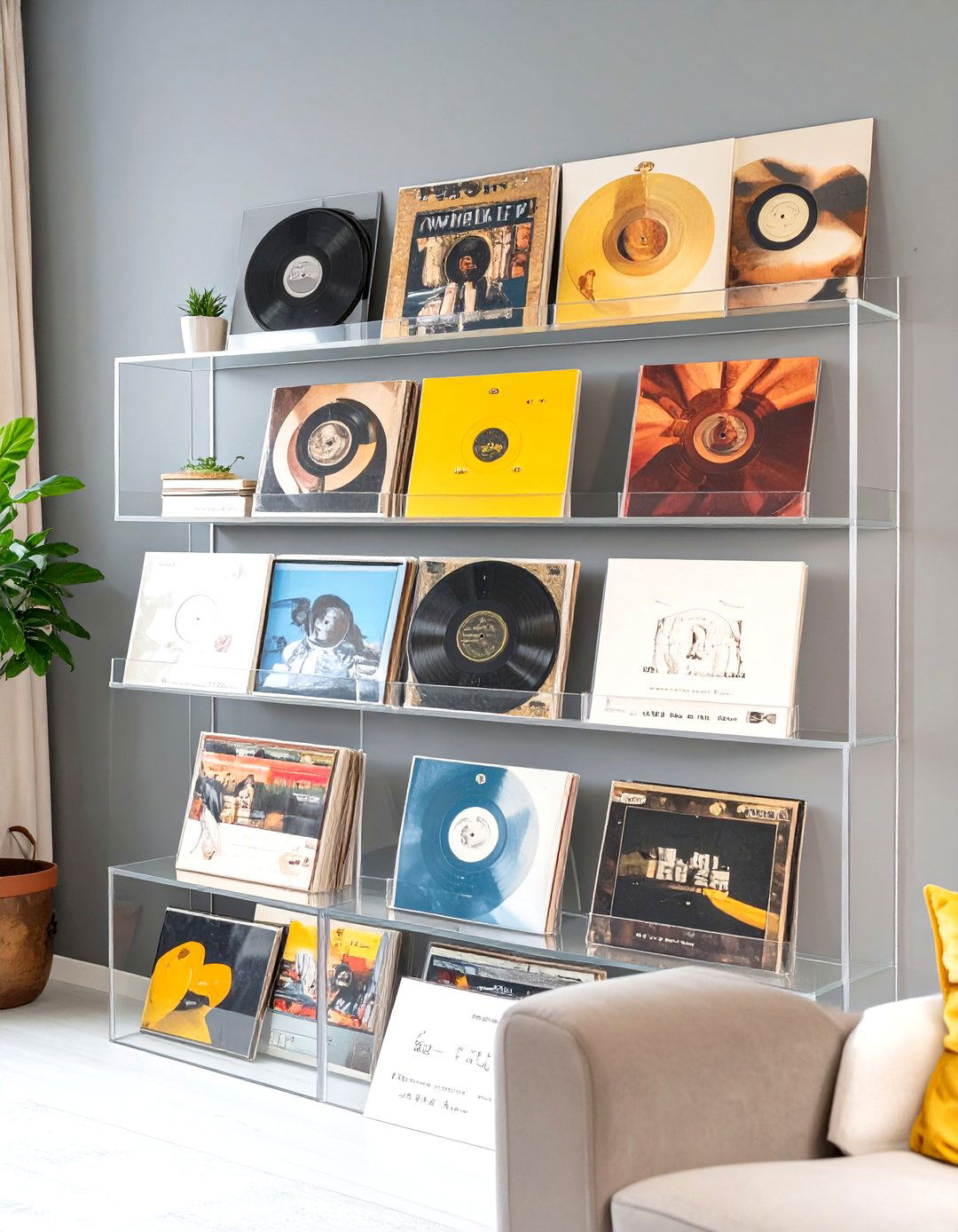 Vinyl Record Album Cover Wall - 30 wall decoration ideas for living room
