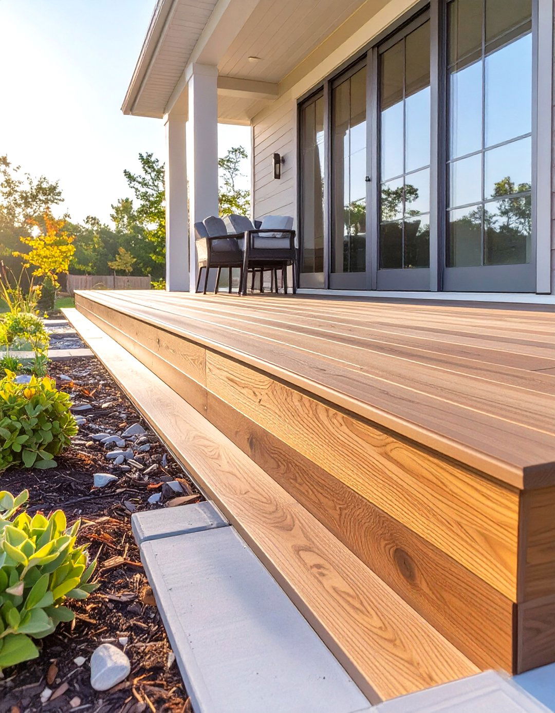 Vinyl Skirting with a Wood Grain Texture - 30 horizontal deck skirting ideas