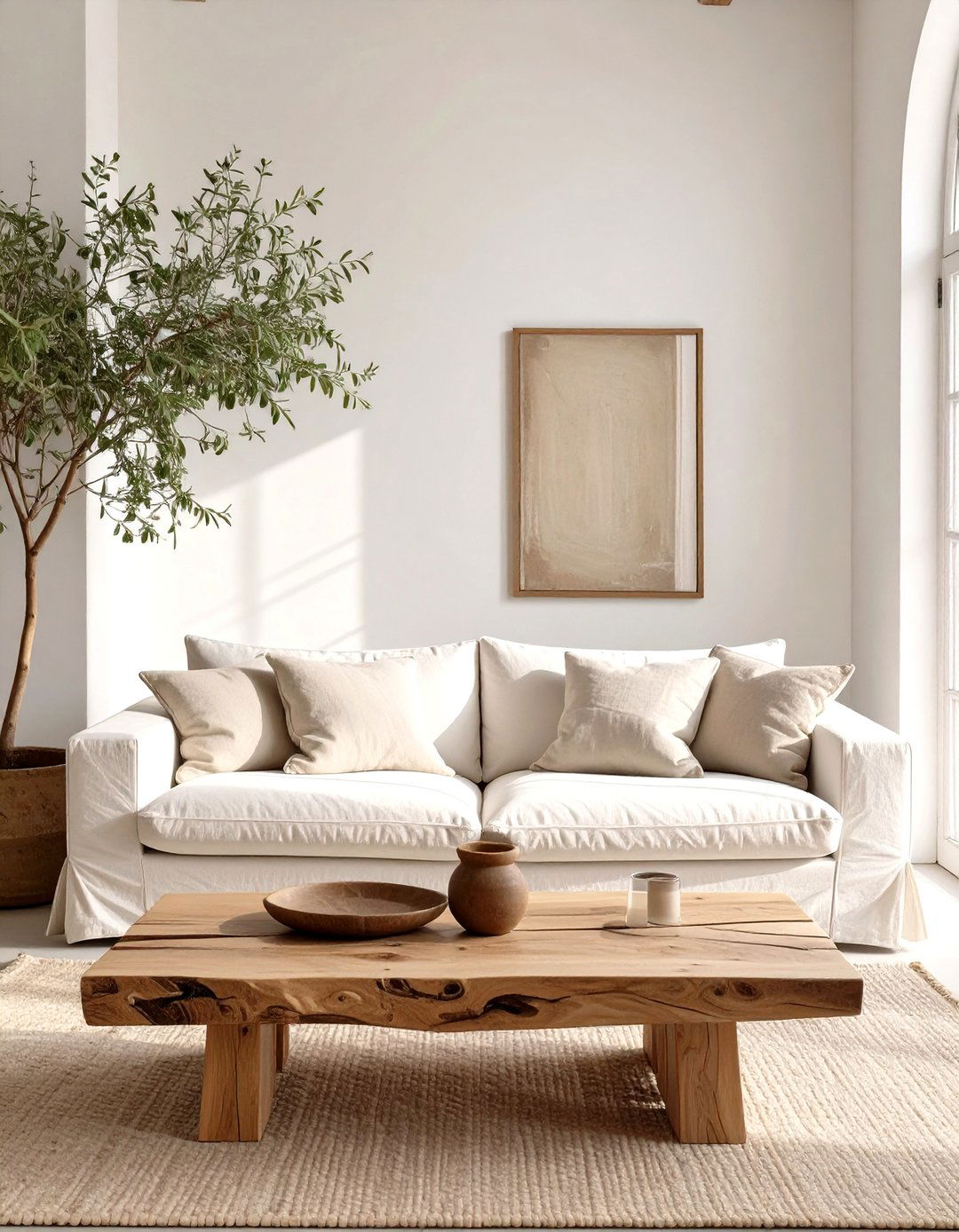 Wabi Sabi Inspired White Living Room - 30 white living room ideas