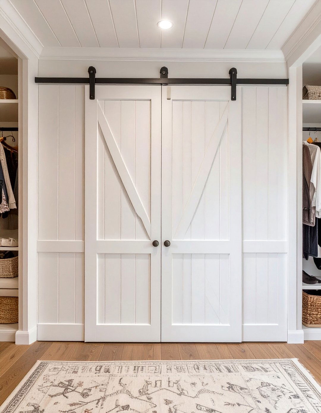 Wainscoting Style Barn Door - 30 barn door closet ideas