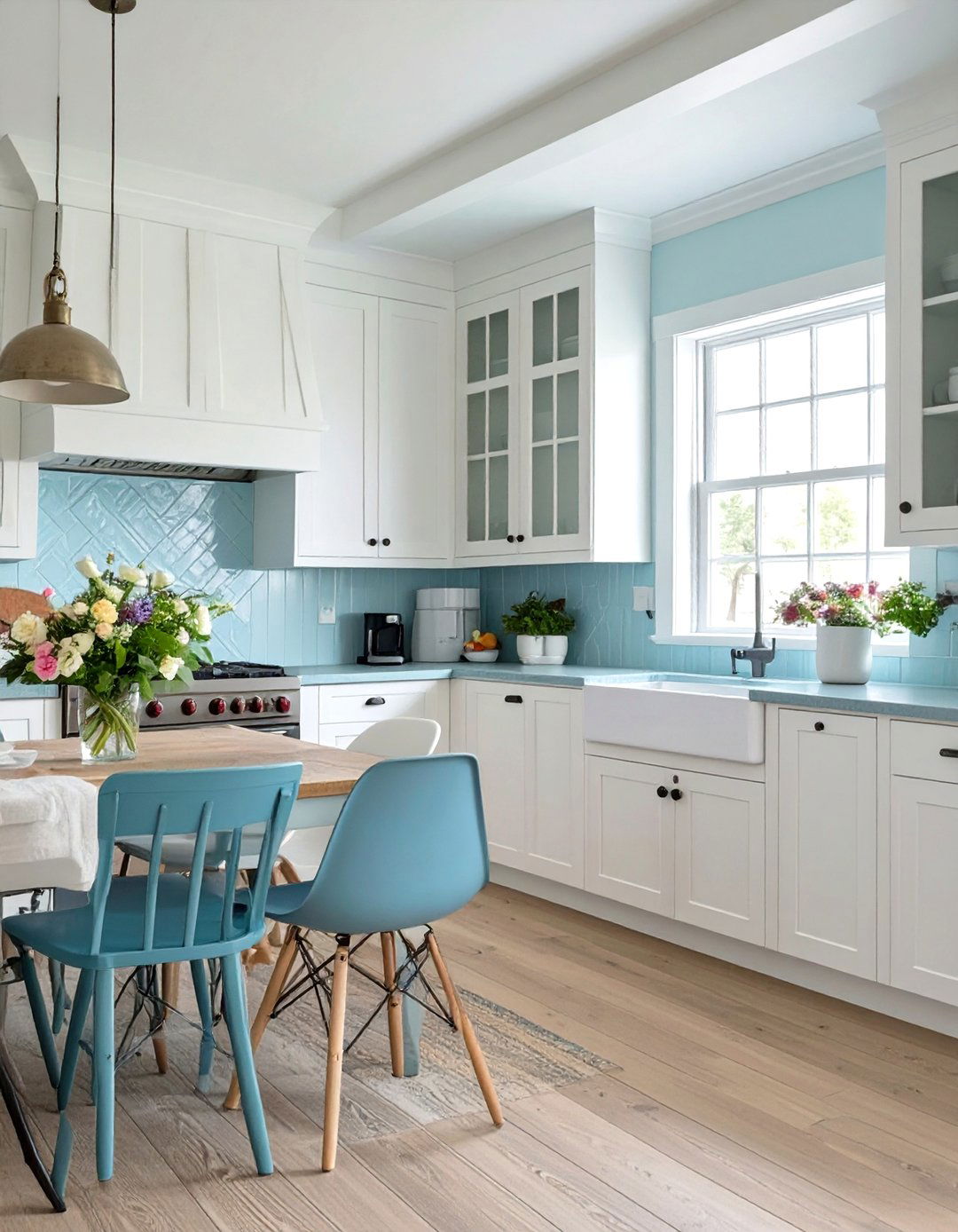 Wainscoting on Walls - 30 seaside coastal kitchen design ideas