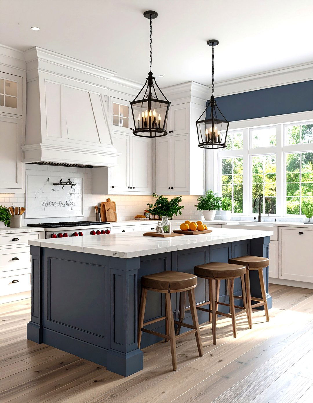 Wainscoting with a Bold Upper Kitchen Wall - 30 kitchen wall ideas