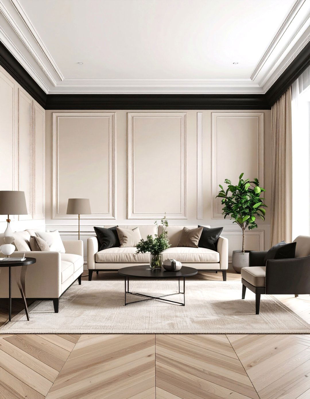 Wainscoting with a Contrasting Chair Rail - 30 living room wainscoting ideas