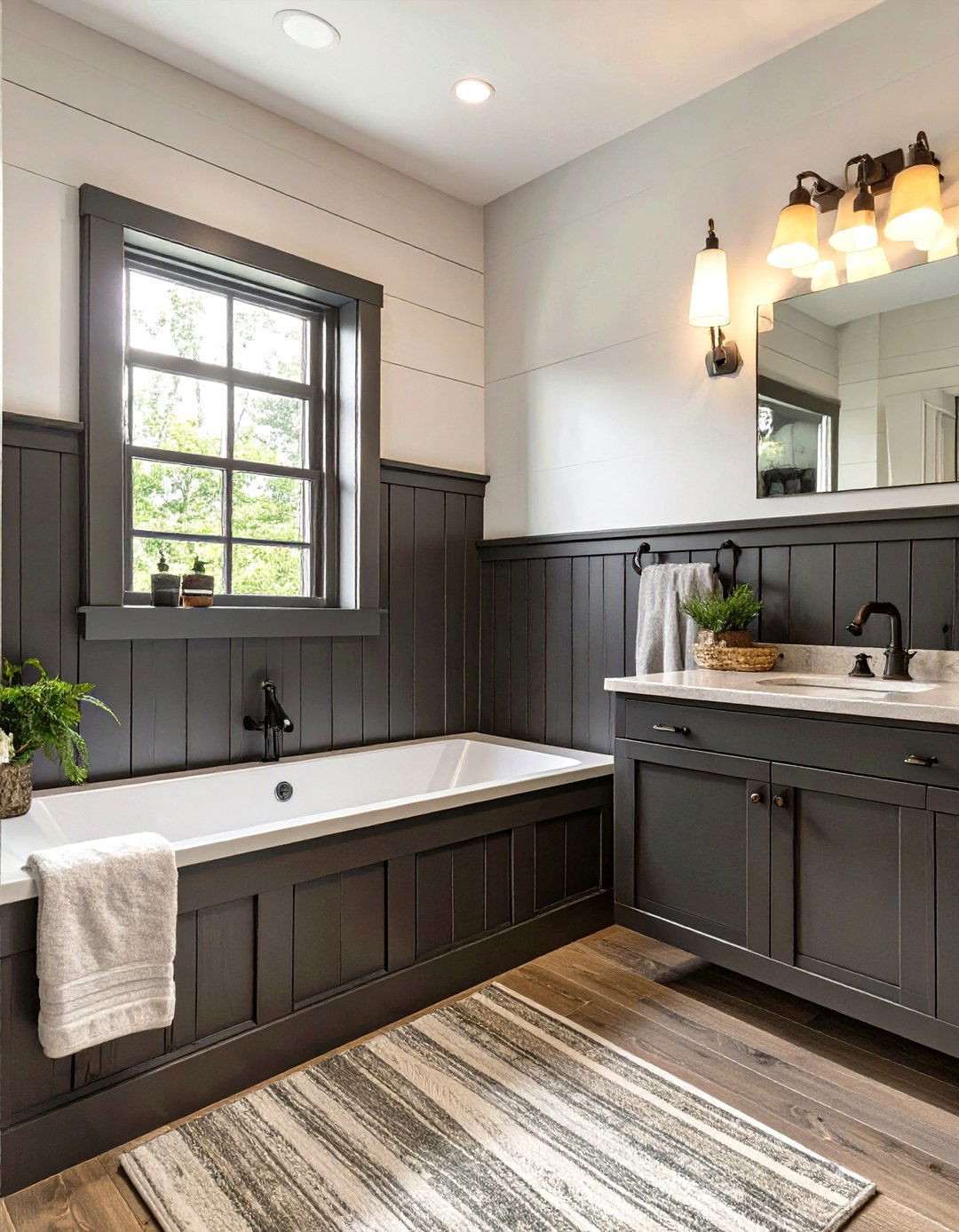 Wainscoting with a Twist - 30 modern farmhouse bathroom ideas