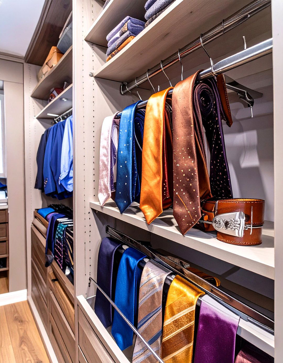Walk In Closet With A Tie and Belt Rack - 30 walk in closet design ideas