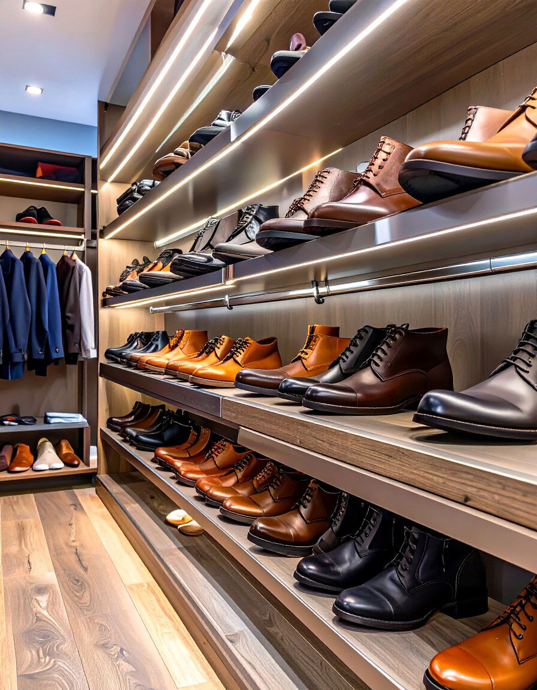 Walk In Closet With Slanted Shoe Shelves - 30 walk in closet design ideas