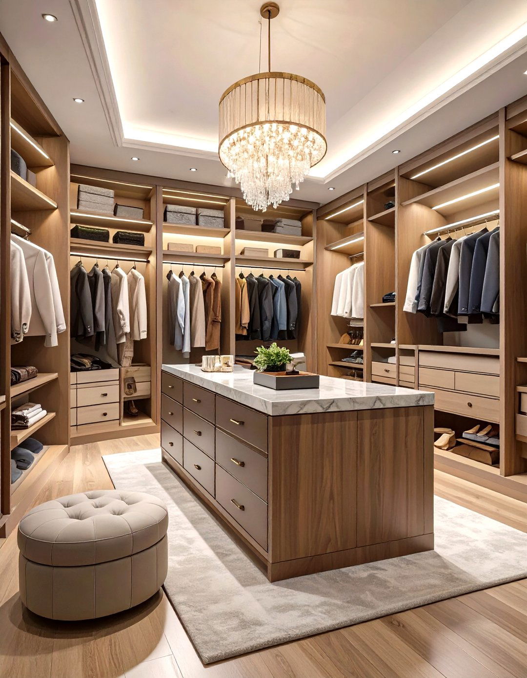 Walk In Closet with a Central Island - 30 modern wardrobe design ideas