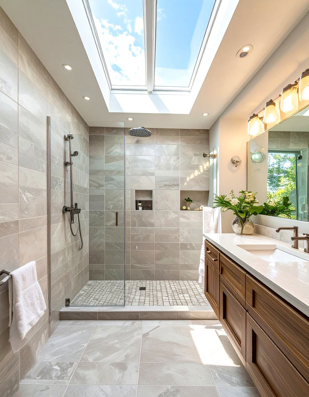 Walk In Shower With Skylight - 30 master bathroom walk in shower tile ideas