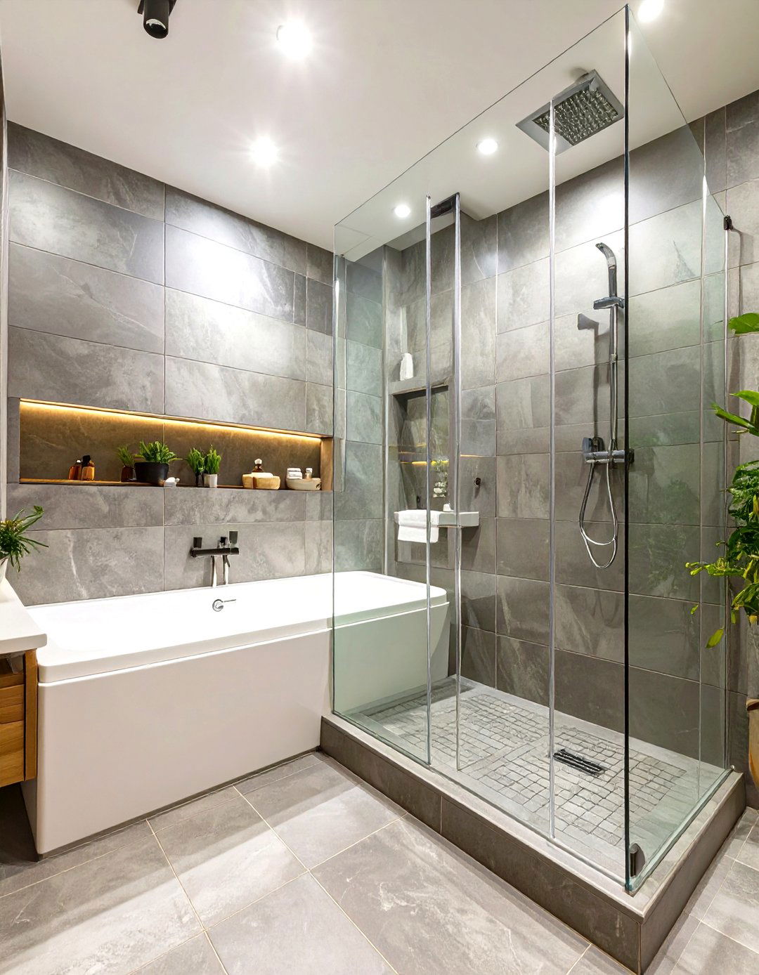 Walk In Shower with a Built In Tub - 30 shower tub designs