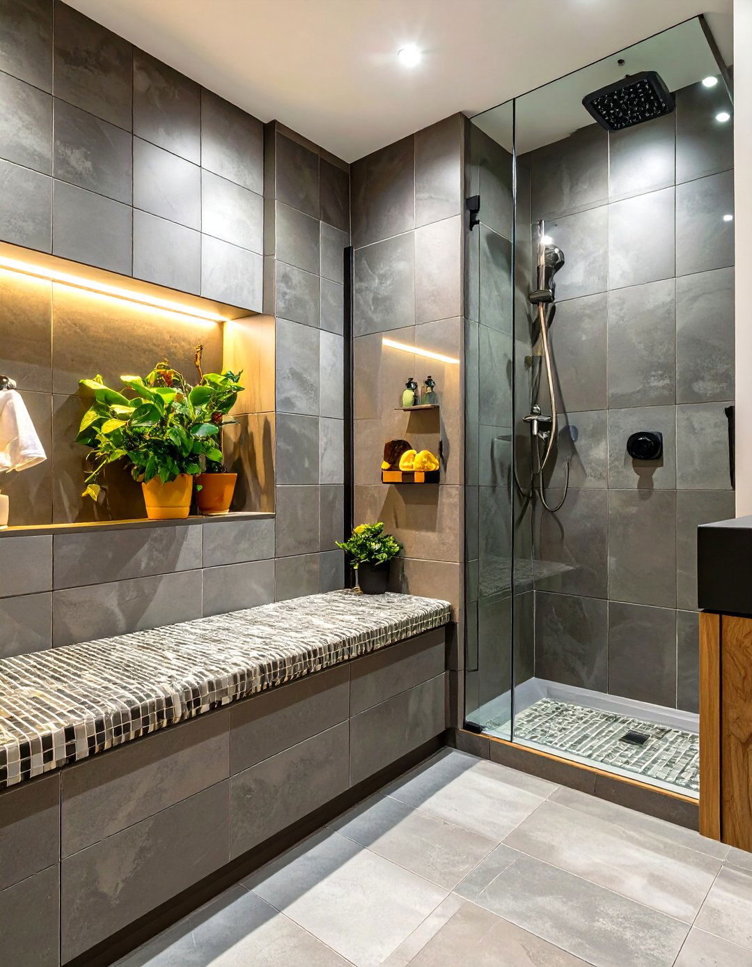 Walk In Shower with a Built in Bench - 30 shower designs