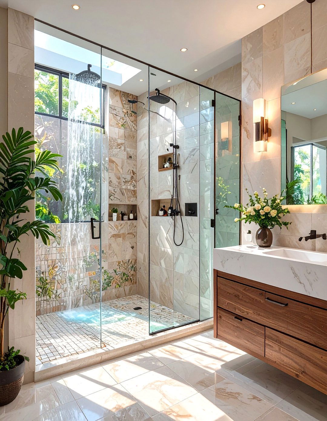 Walk in Shower with a Half Wall - 30 bathroom walk in shower ideas