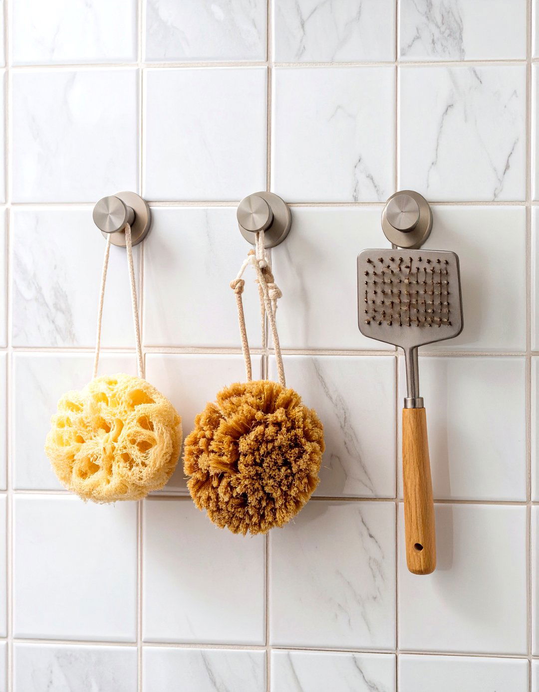 Wall Hooks for Hanging Loofahs and Brushes - 30 shower storage ideas