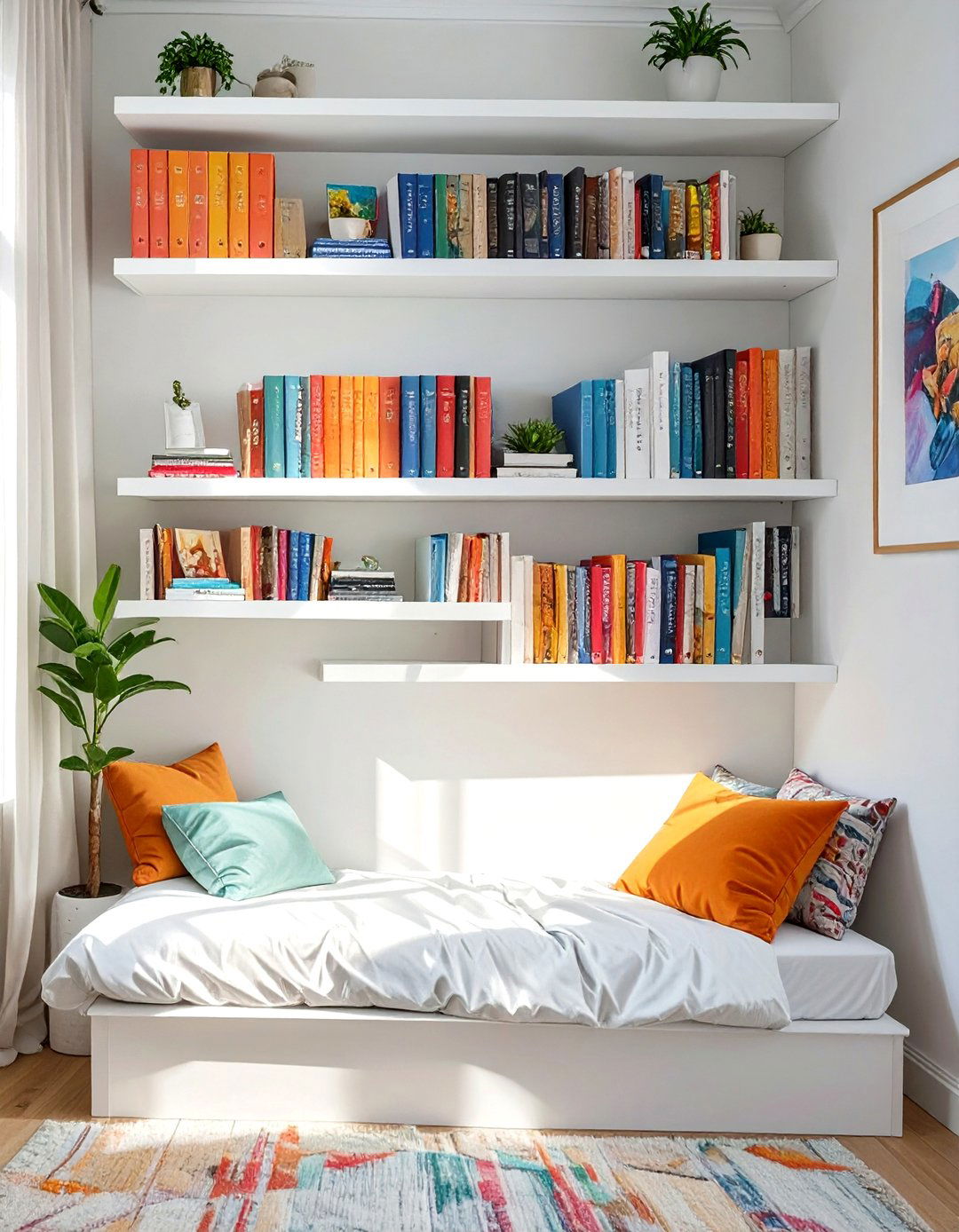 Wall Mounted Book Ledges for Small Bedrooms - 30 small bedroom decor ideas