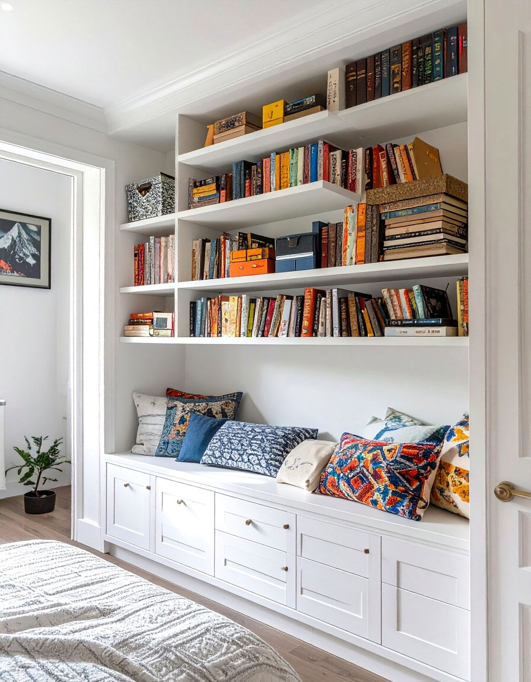 Wall Mounted Bookshelves Above the Door - 30 teenage girl bedroom ideas for small rooms