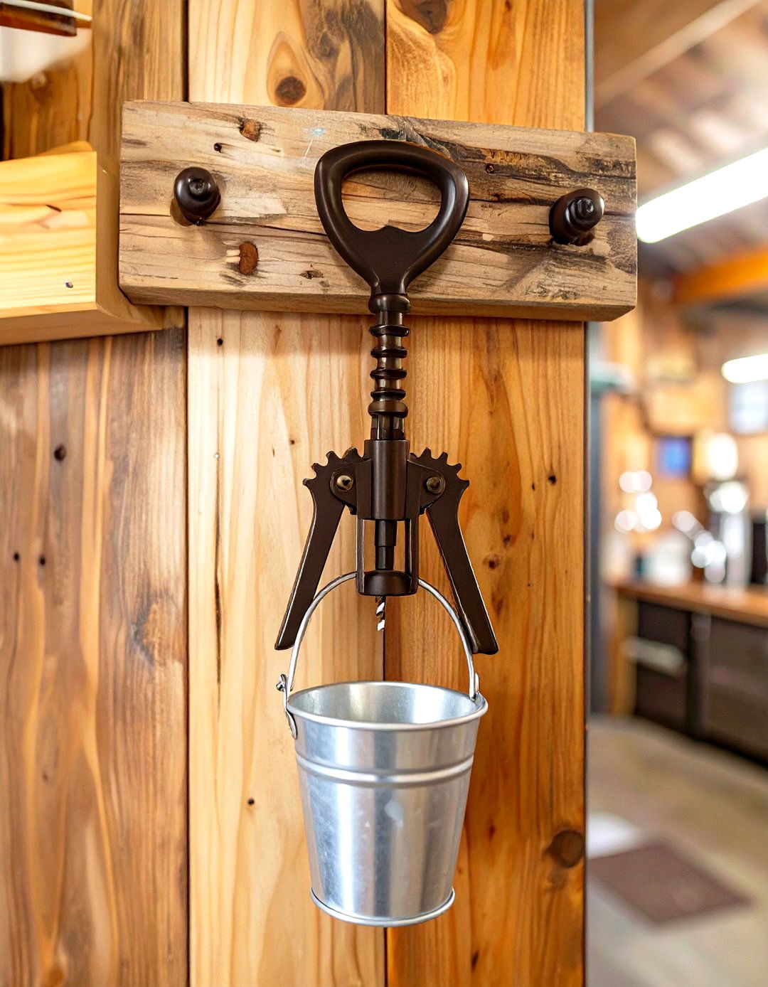 Wall Mounted Bottle Opener and Cap Catcher - 30 simple garage man cave ideas