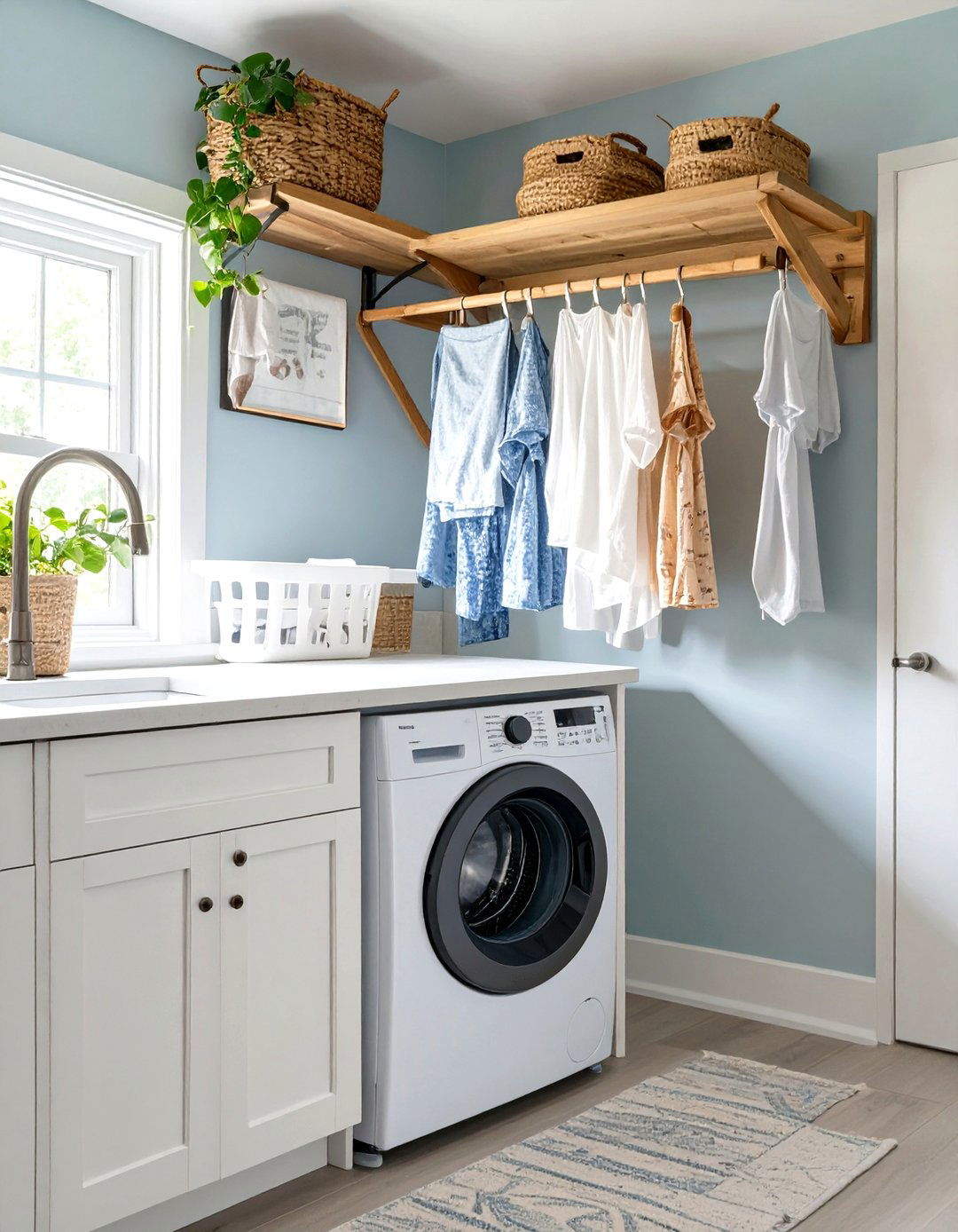 Wall Mounted DIY Drying Rack - 30 utility room diy small laundry room ideas