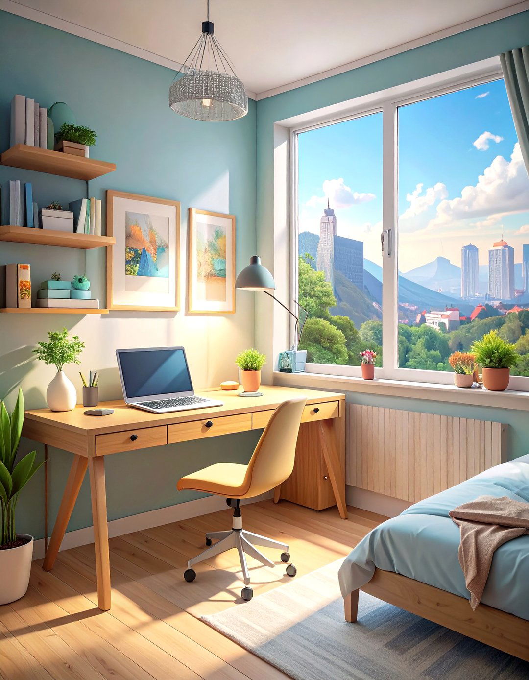 Wall Mounted Desk Solution for a Tiny Bedroom - 30 tiny bedroom ideas