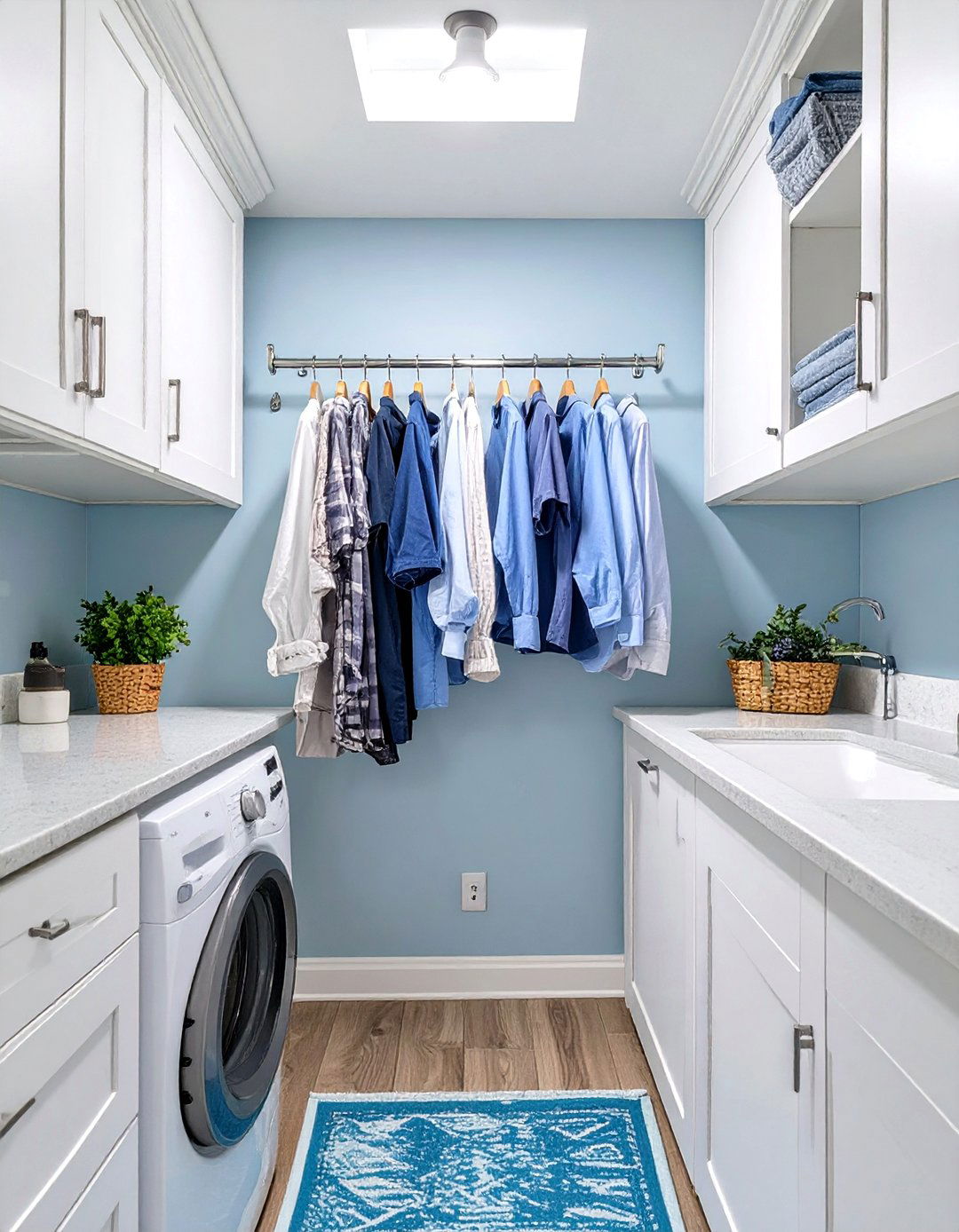 Wall Mounted Drying Rod in a Small Laundry Room - 30 small laundry room design ideas