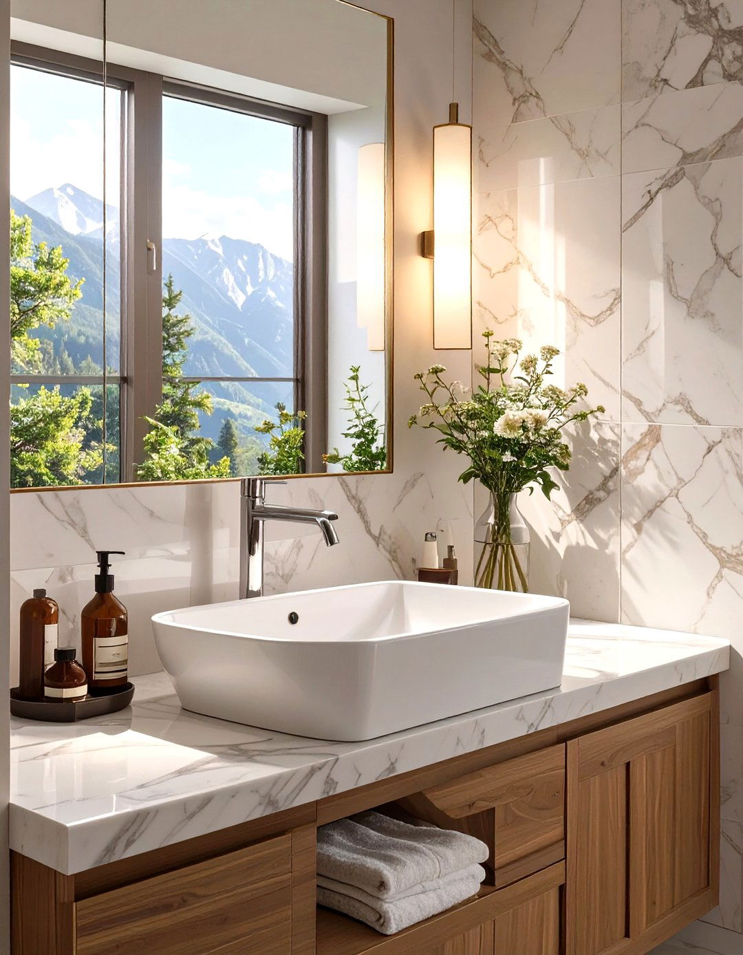 Wall Mounted Faucet for a Cleaner Look - 30 small half bathroom ideas