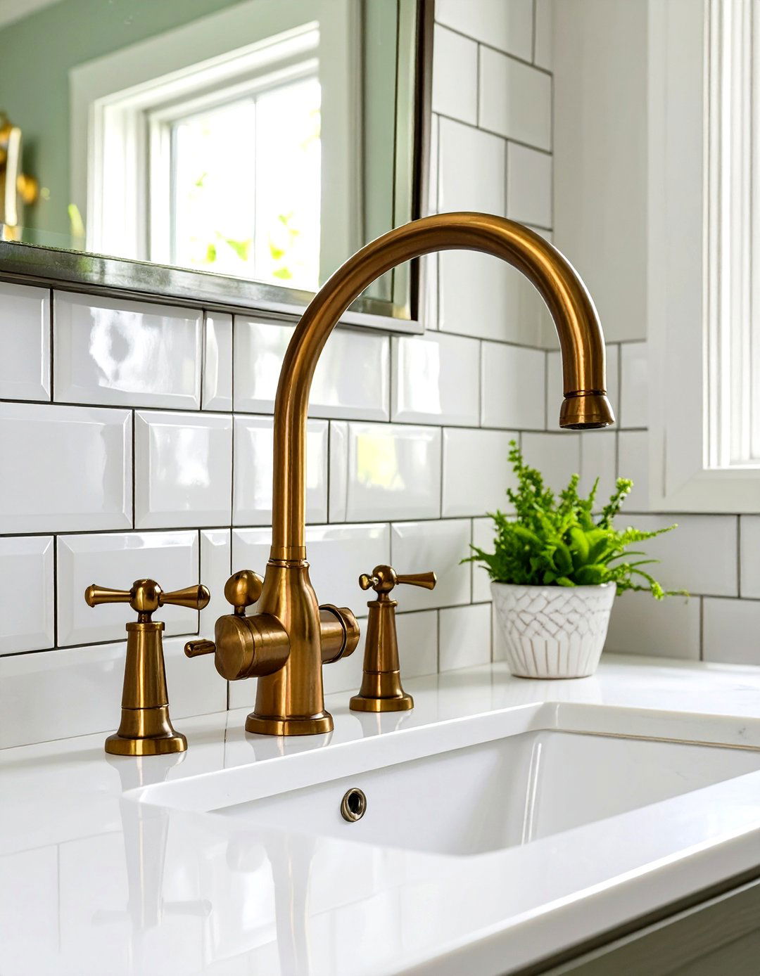 Wall Mounted Faucet for a Small Farmhouse Bathroom - 30 small farmhouse bathroom ideas