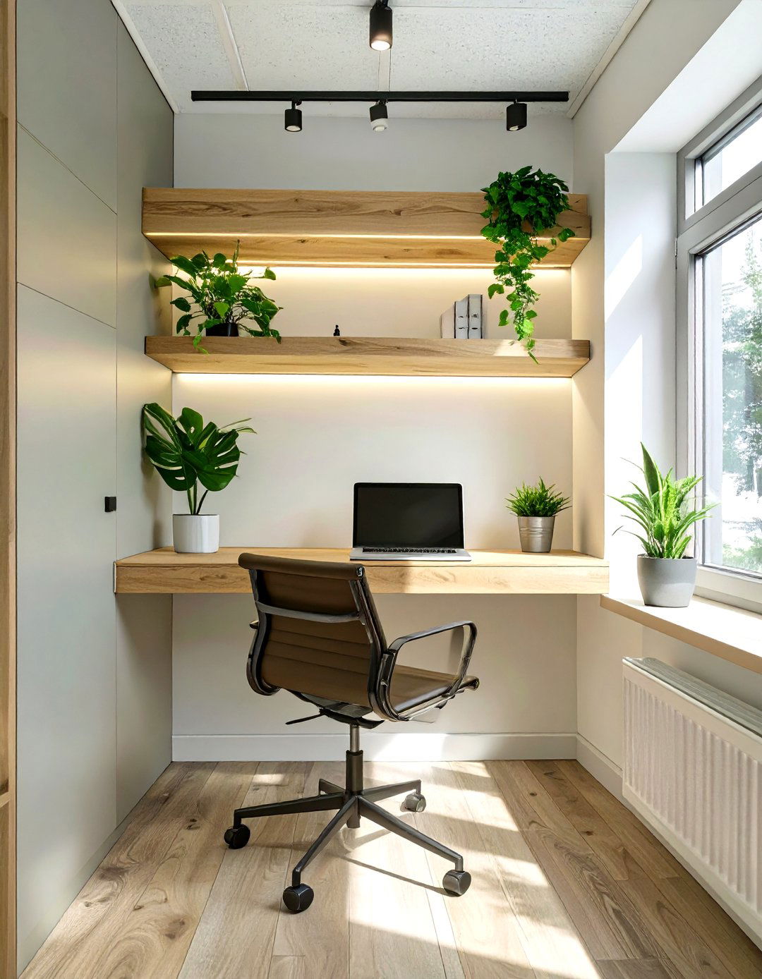 Wall Mounted Floating Desk - 30 small office interior design ideas