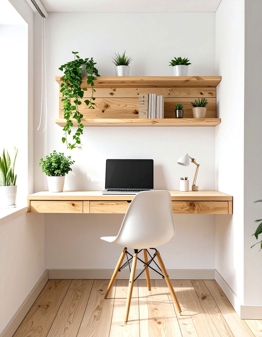 Wall Mounted Floating Desk - 30 small office decor ideas