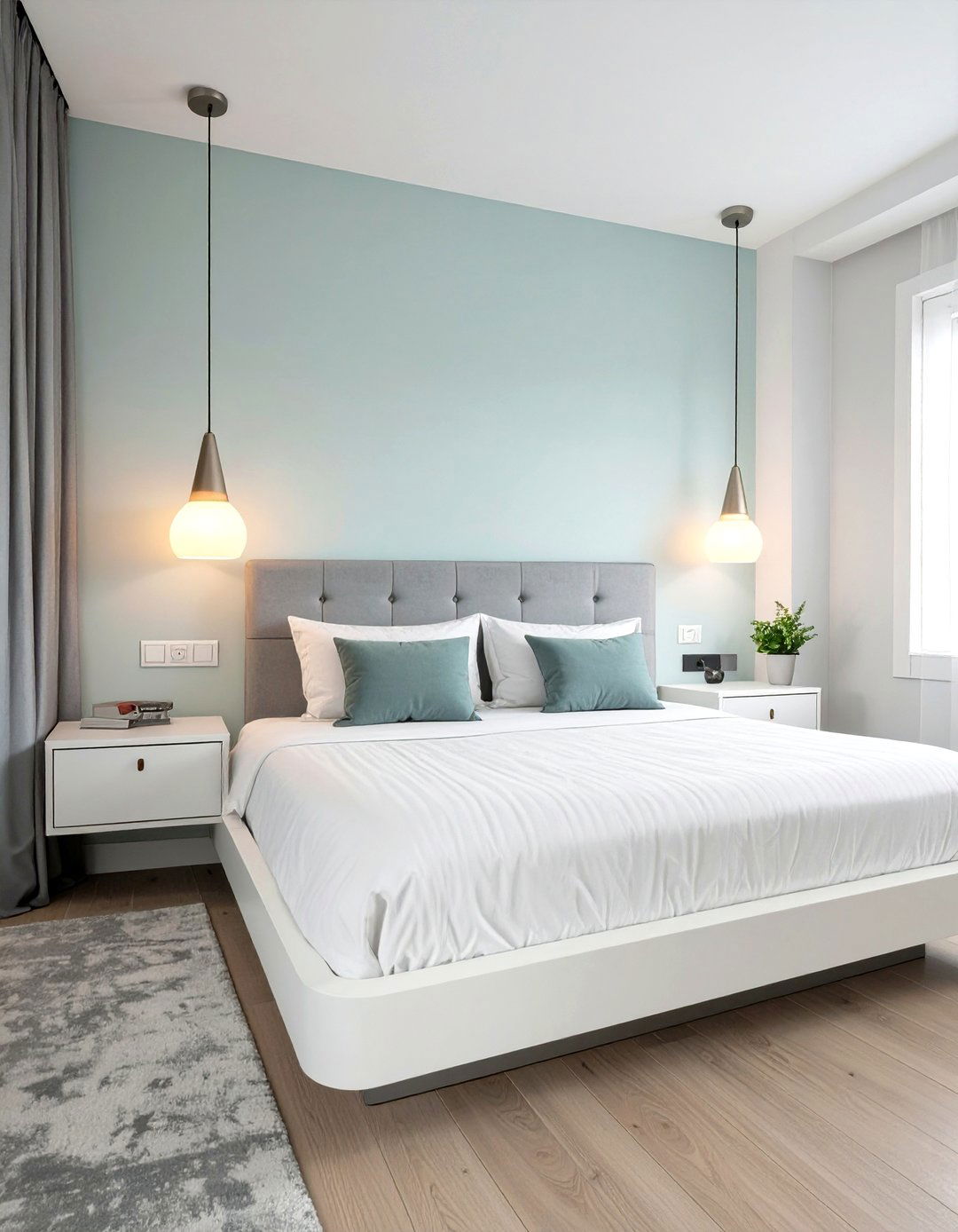 Wall Mounted Floating Nightstands - 30 small apartment bedroom ideas
