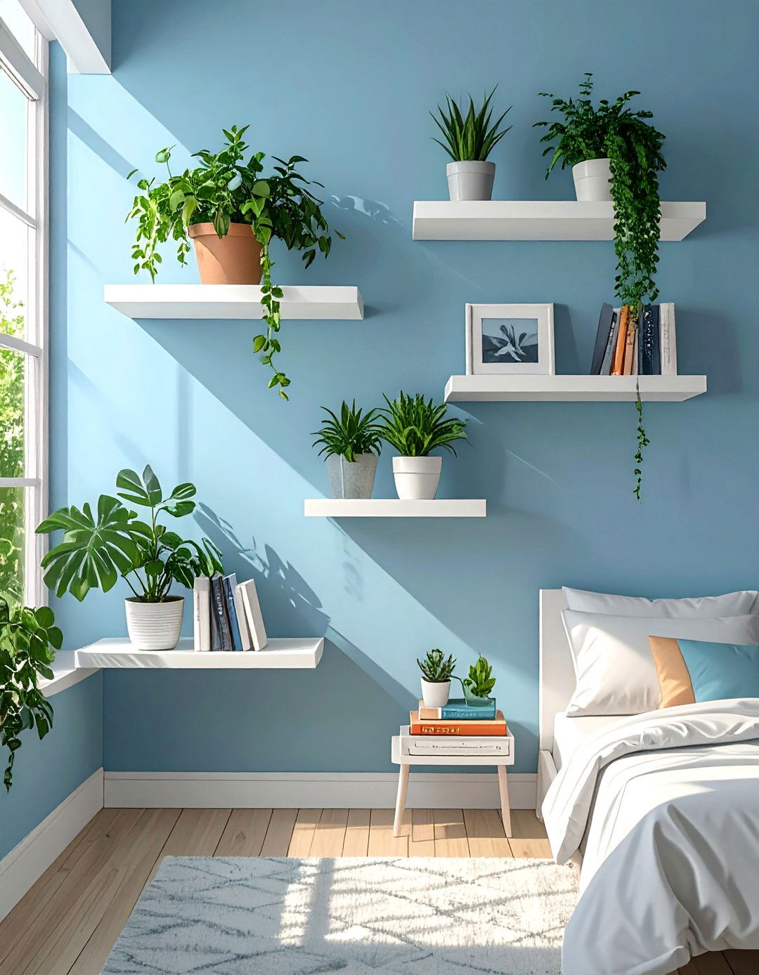 Wall Mounted Floating Shelves - 30 small teen bedroom ideas