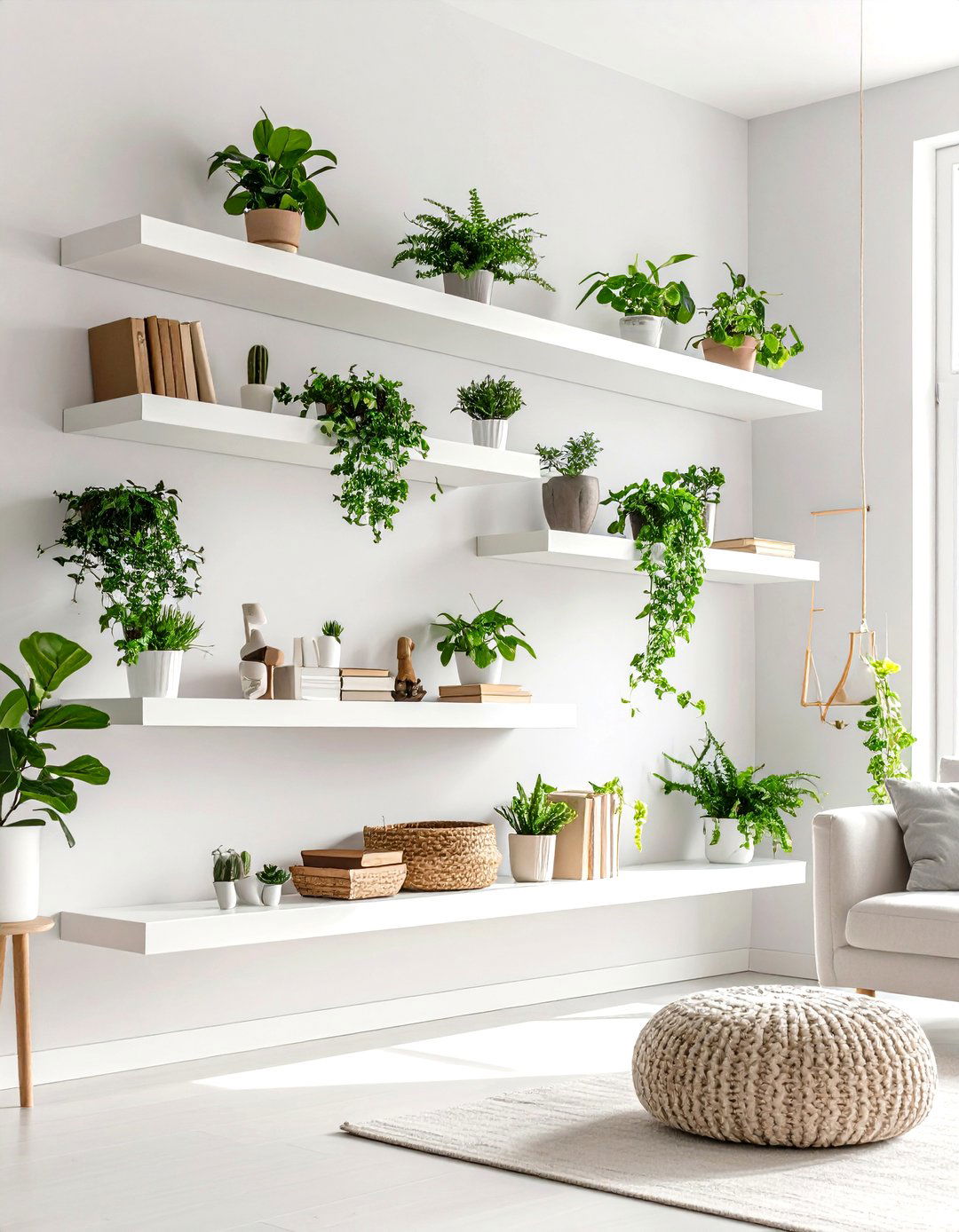 Wall Mounted Floating Shelves Living Room - 30 living room high ceiling wall decor ideas
