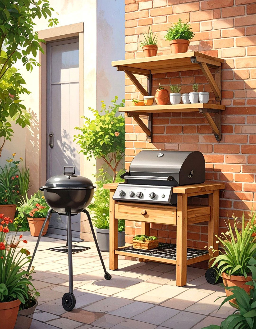 Wall Mounted Fold Down Grill Shelf - 30 small patio grill ideas