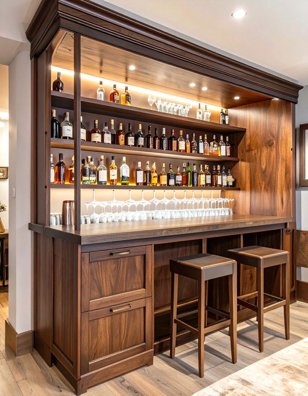 Wall Mounted Fold Down Man Cave Bar - 30 small man cave bar ideas
