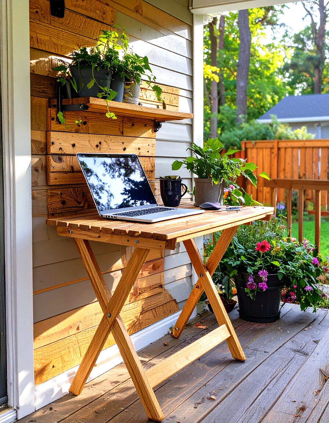 Wall Mounted Folding Table for a Small Porch - 30 small back porch ideas