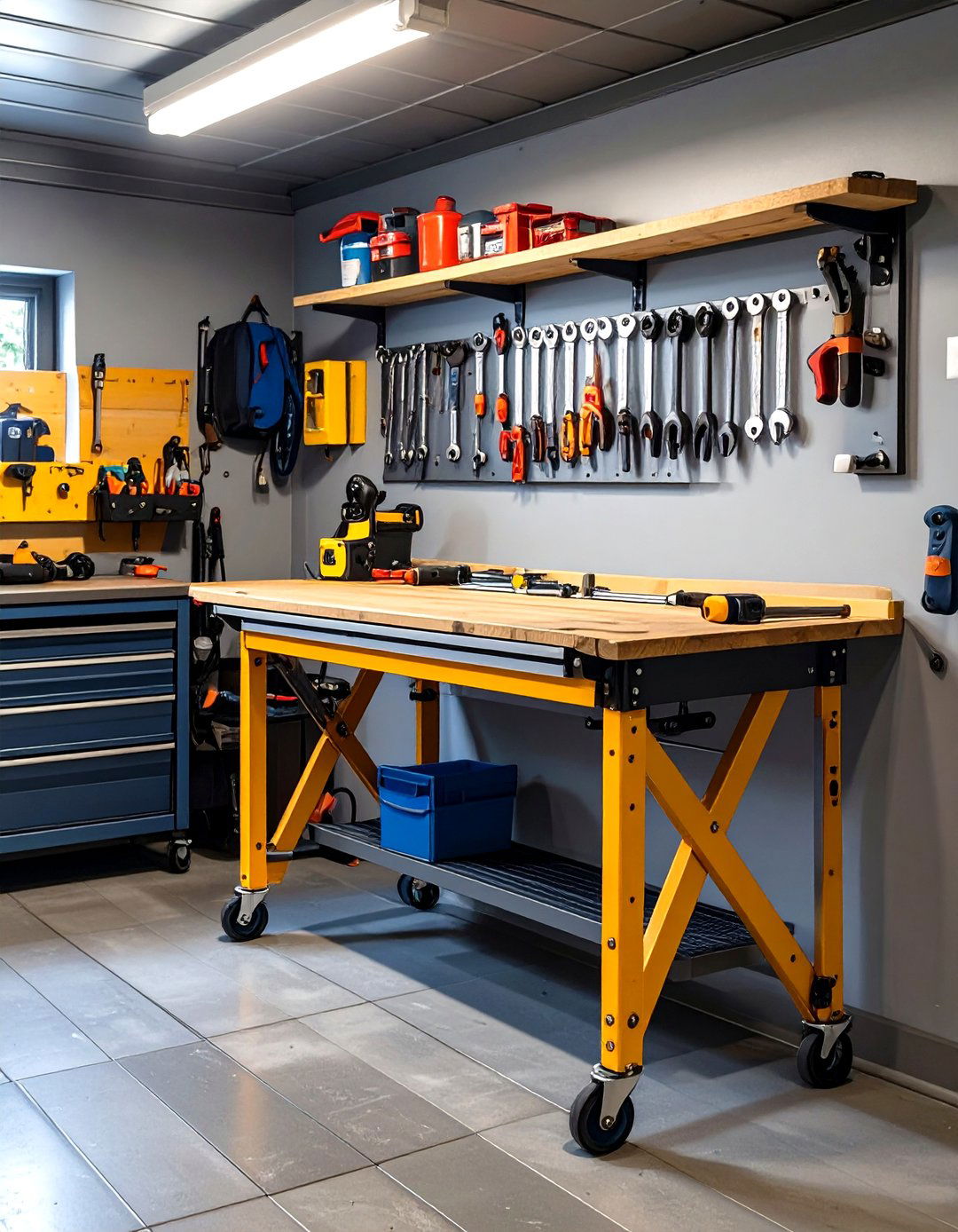 Wall Mounted Folding Workbench for Garage - 30 storage ideas for garage
