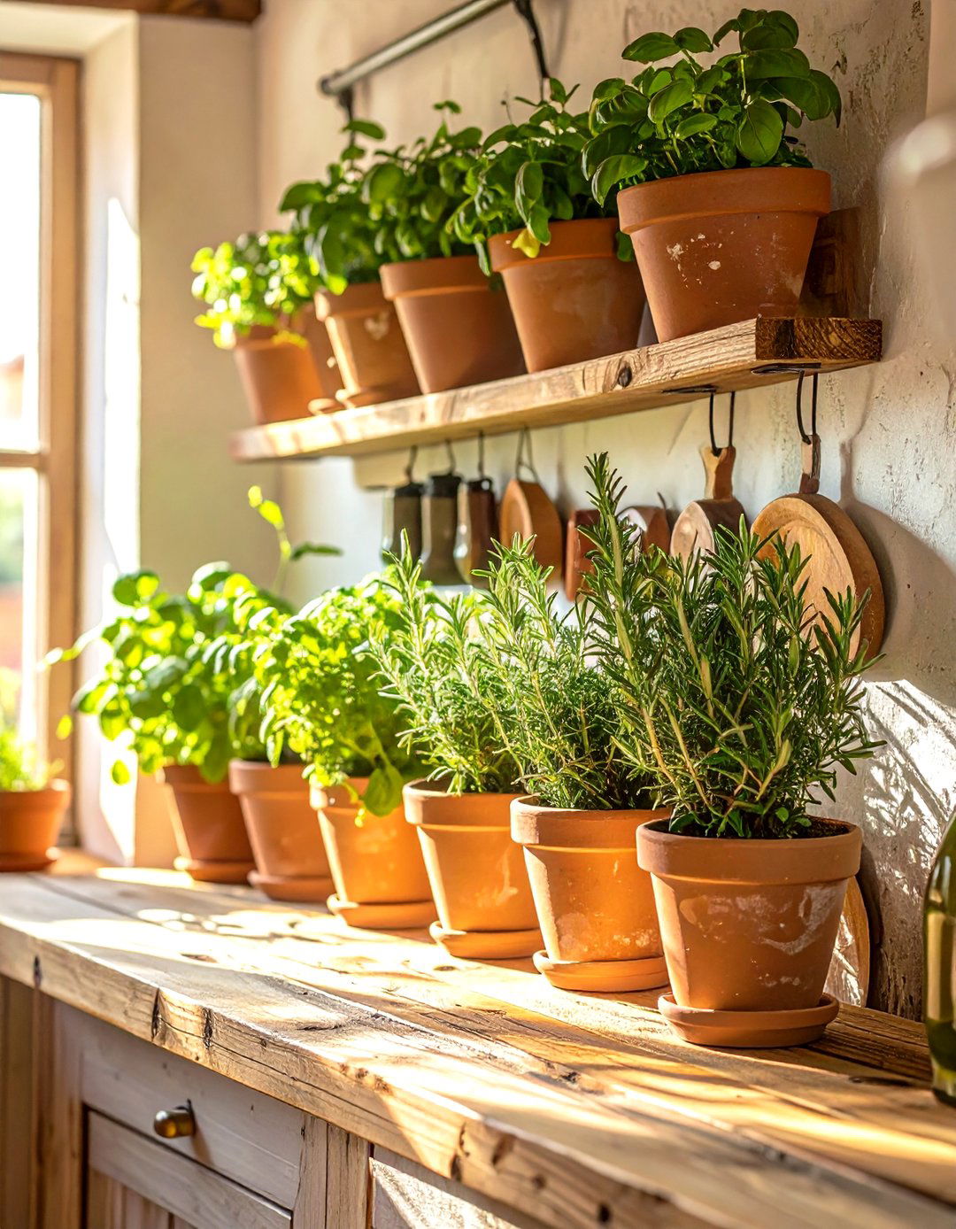 Wall Mounted Herb Garden - 30 small rustic kitchen ideas