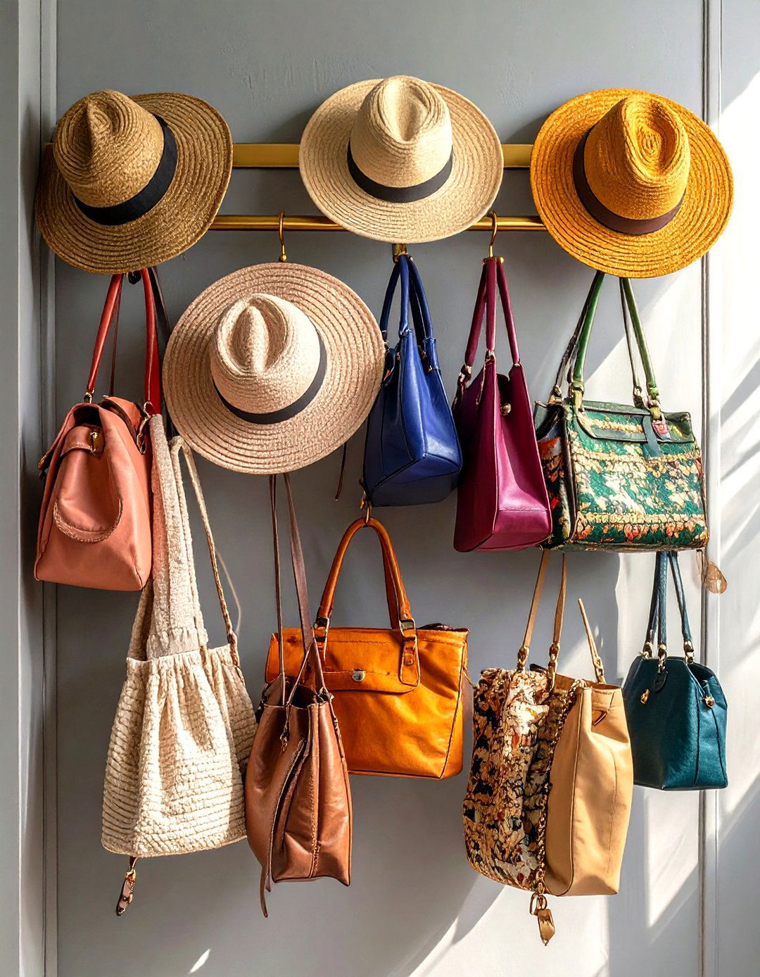 Wall Mounted Hooks for Bags and Hats - 30 walk in closet organization ideas