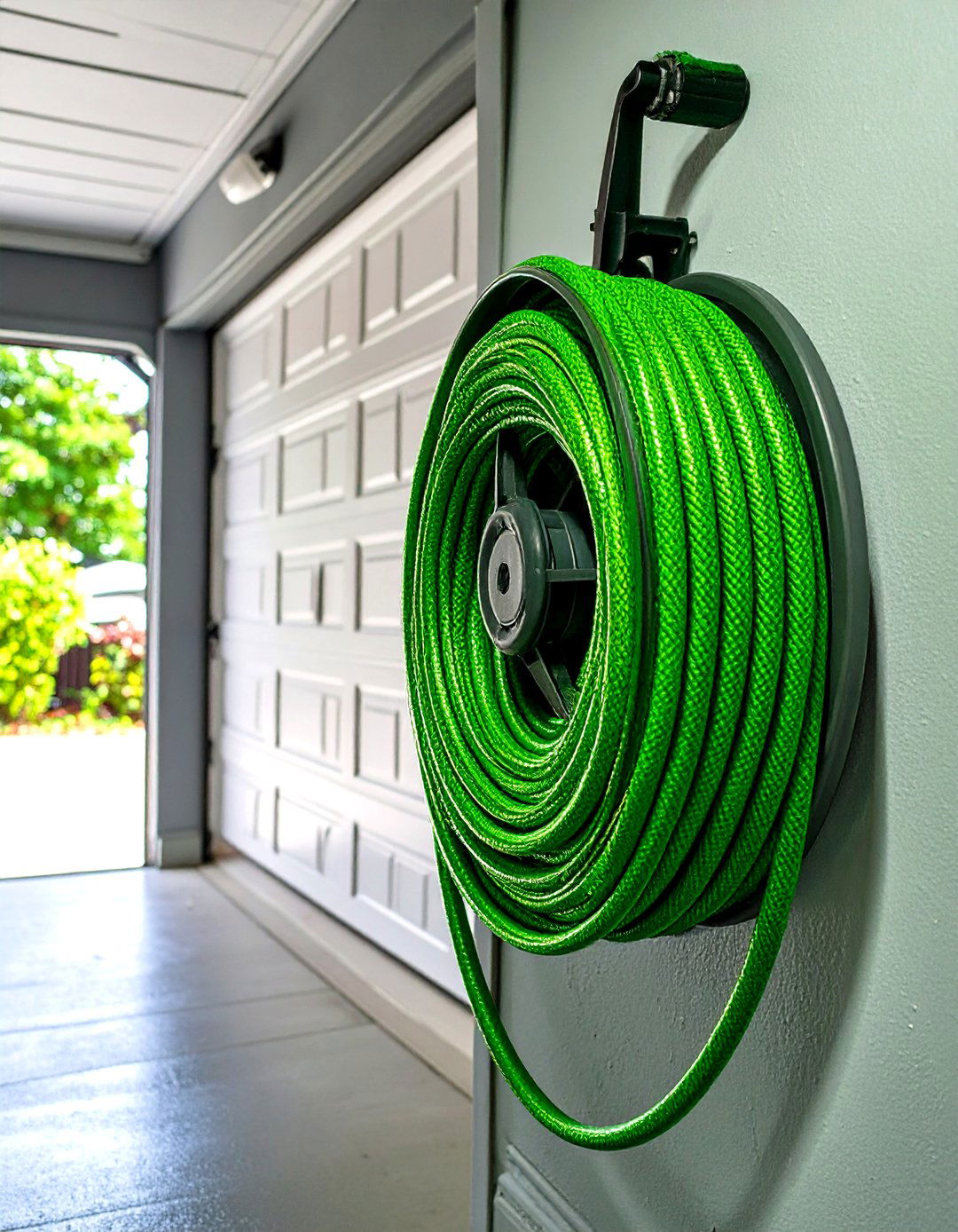 Wall Mounted Hose Reel for Small Garages - 30 small garage ideas