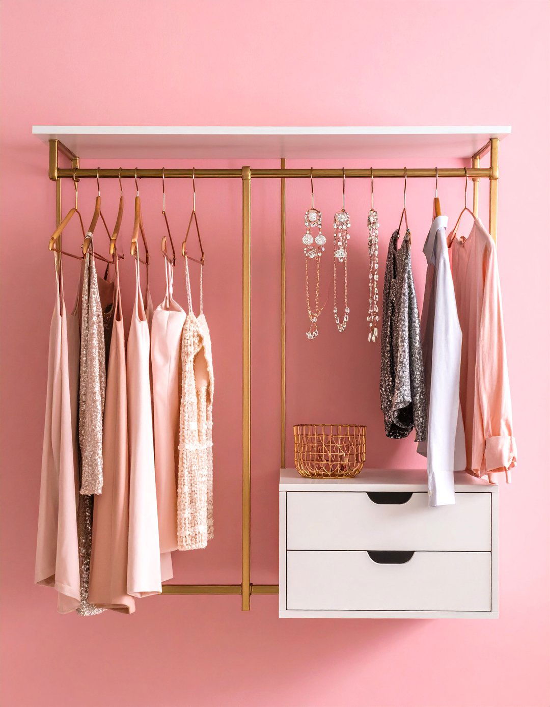 Wall Mounted Jewelry Organizer in a Reach In Closet - 30 reach in closet ideas