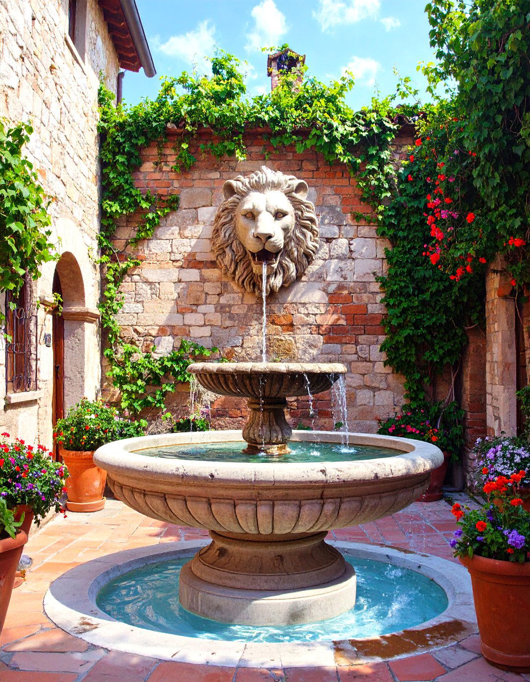 Wall Mounted Lion Head Outdoor Fountain - 30 outdoor fountain ideas