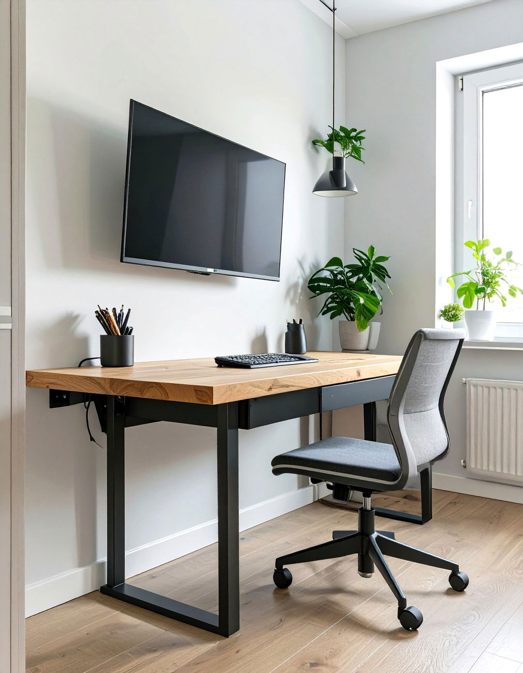 Wall Mounted Monitor and Keyboard Tray - 30 small office space ideas
