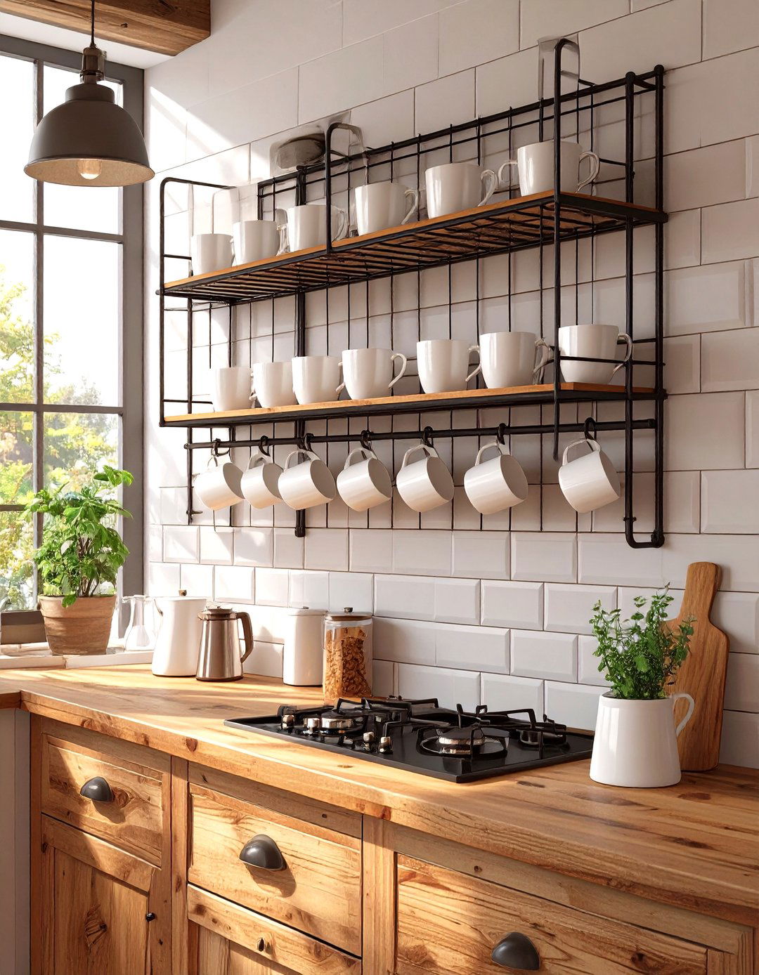 Wall Mounted Mug Rack - 30 modern farmhouse wall decor ideas