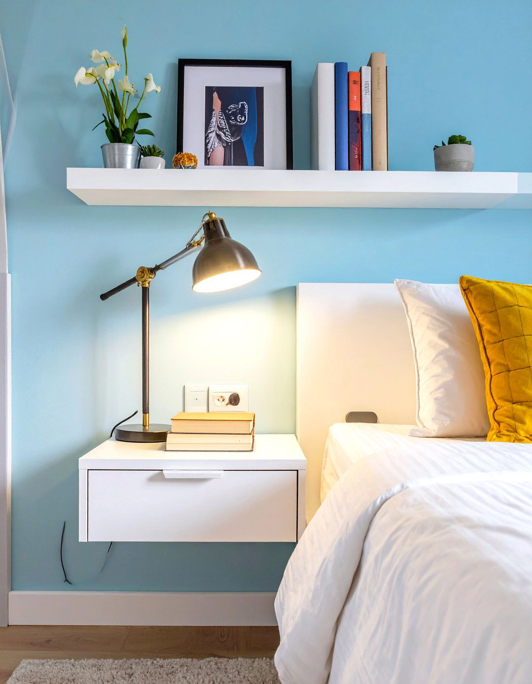 Wall Mounted Nightstands for Small Bedrooms - 30 small bedroom interior design ideas