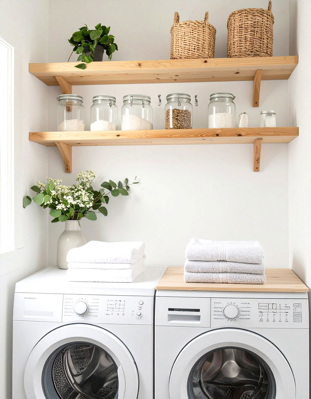 Wall Mounted Open Shelving - 30 tiny laundry room ideas
