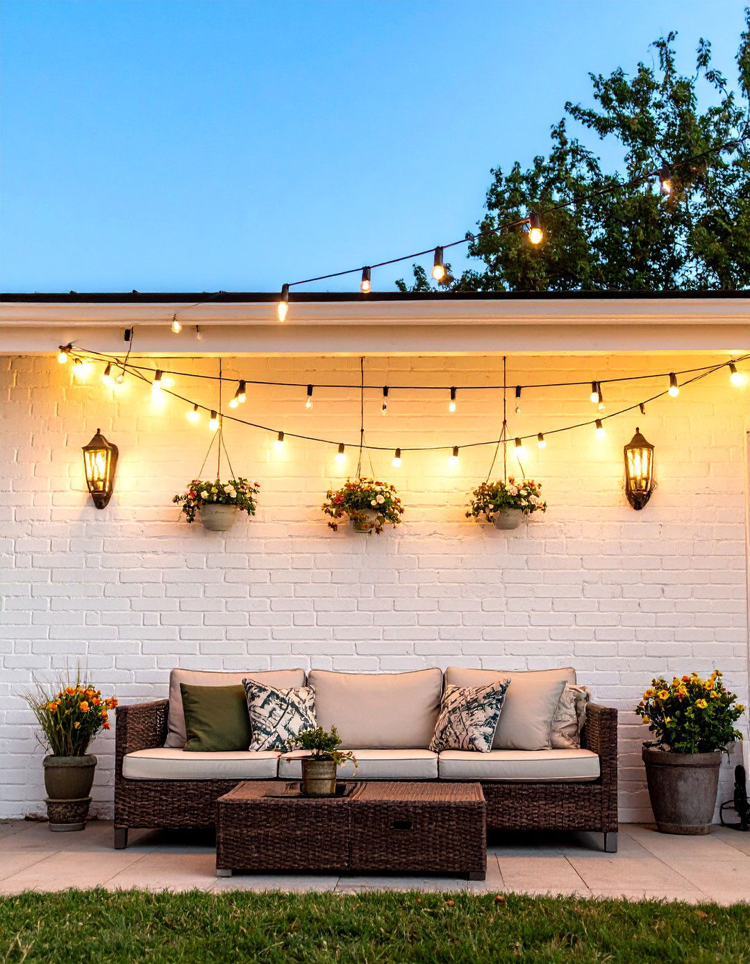 Wall Mounted Patio String Light Scallops - 30 patio string light ideas