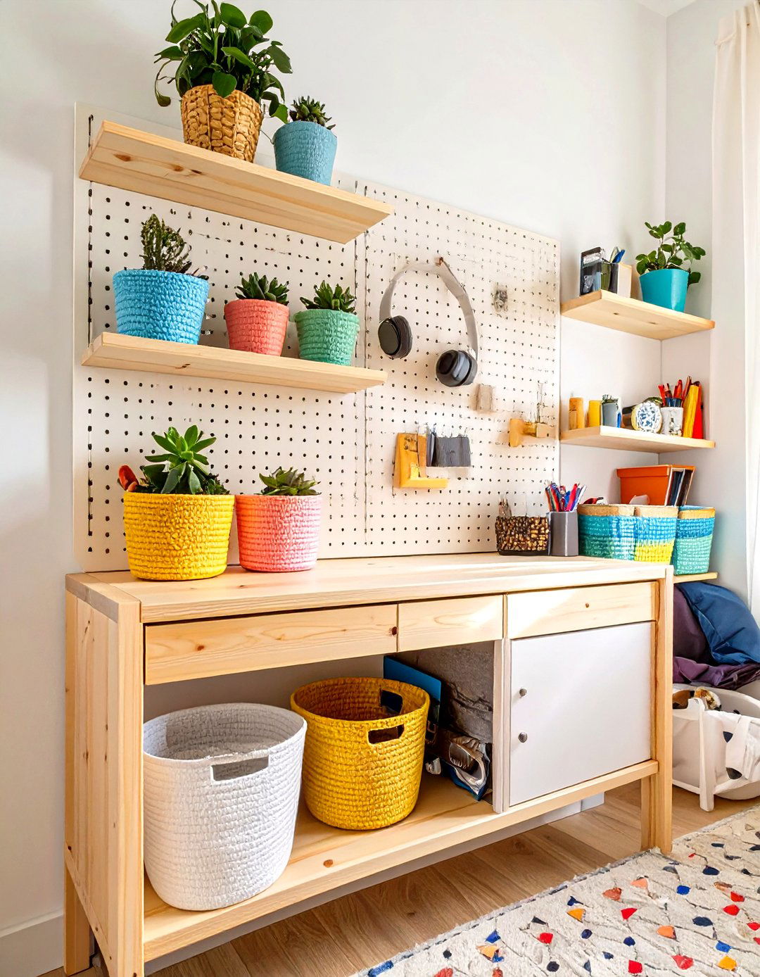 Wall Mounted Pegboard Organizer - 30 teen room inspo ideas