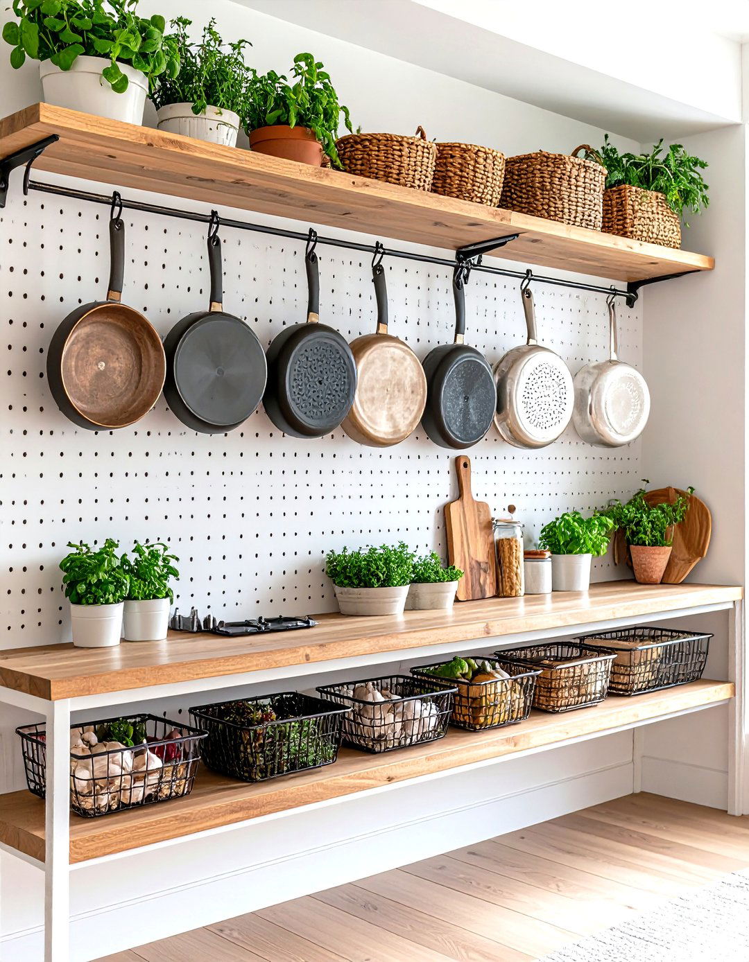Wall Mounted Pegboard Pantry Shelving - 30 pantry shelf ideas