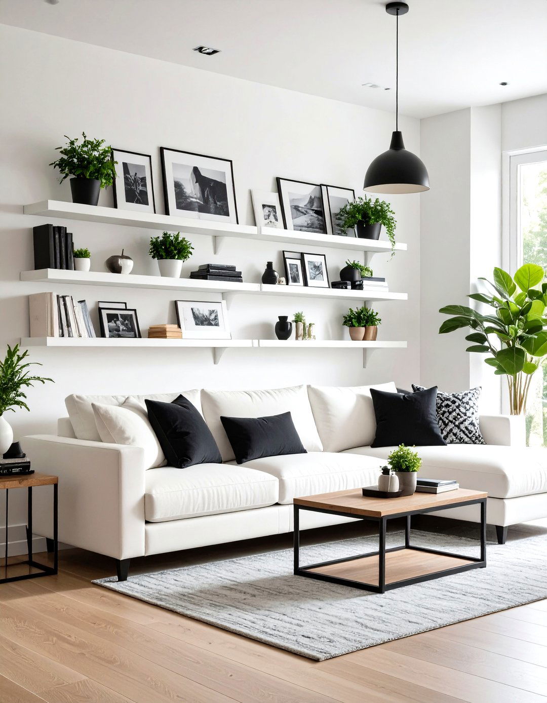 Wall Mounted Picture Ledges - 30 pottery barn living room ideas