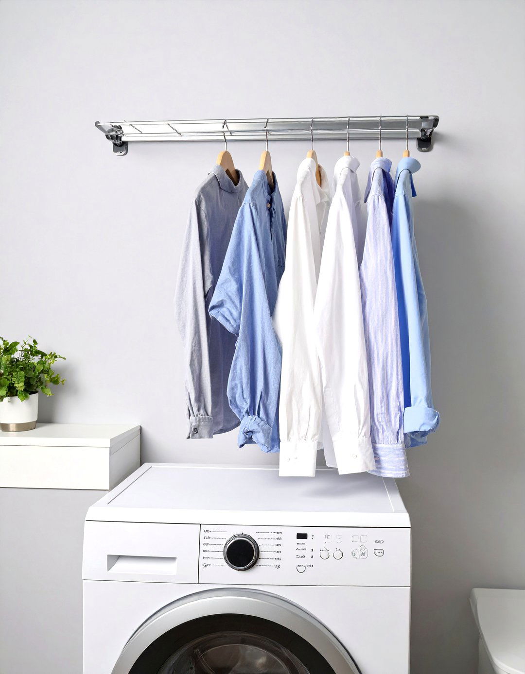 Wall Mounted Retractable Drying Rack - 30 small laundry room organization ideas